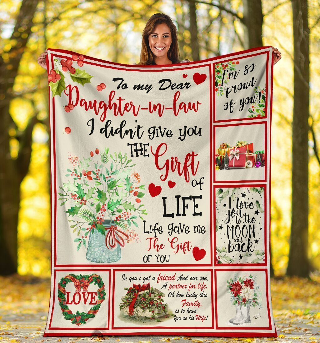 Sending Gift To My Dear Daughter In Law Flower Printed Fleece Blanket