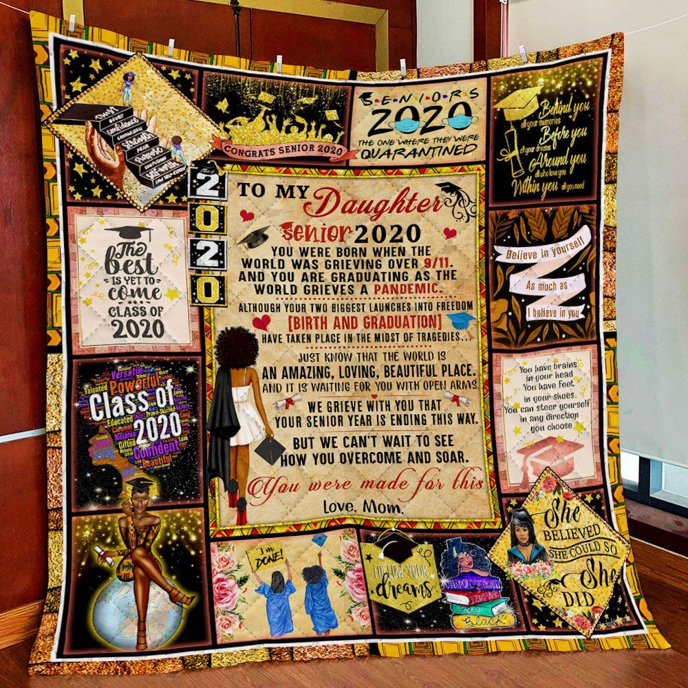 Senior 2020 To My Daughter Love Mom Black Woman GS-CL-LD2506 Quilt Blanket