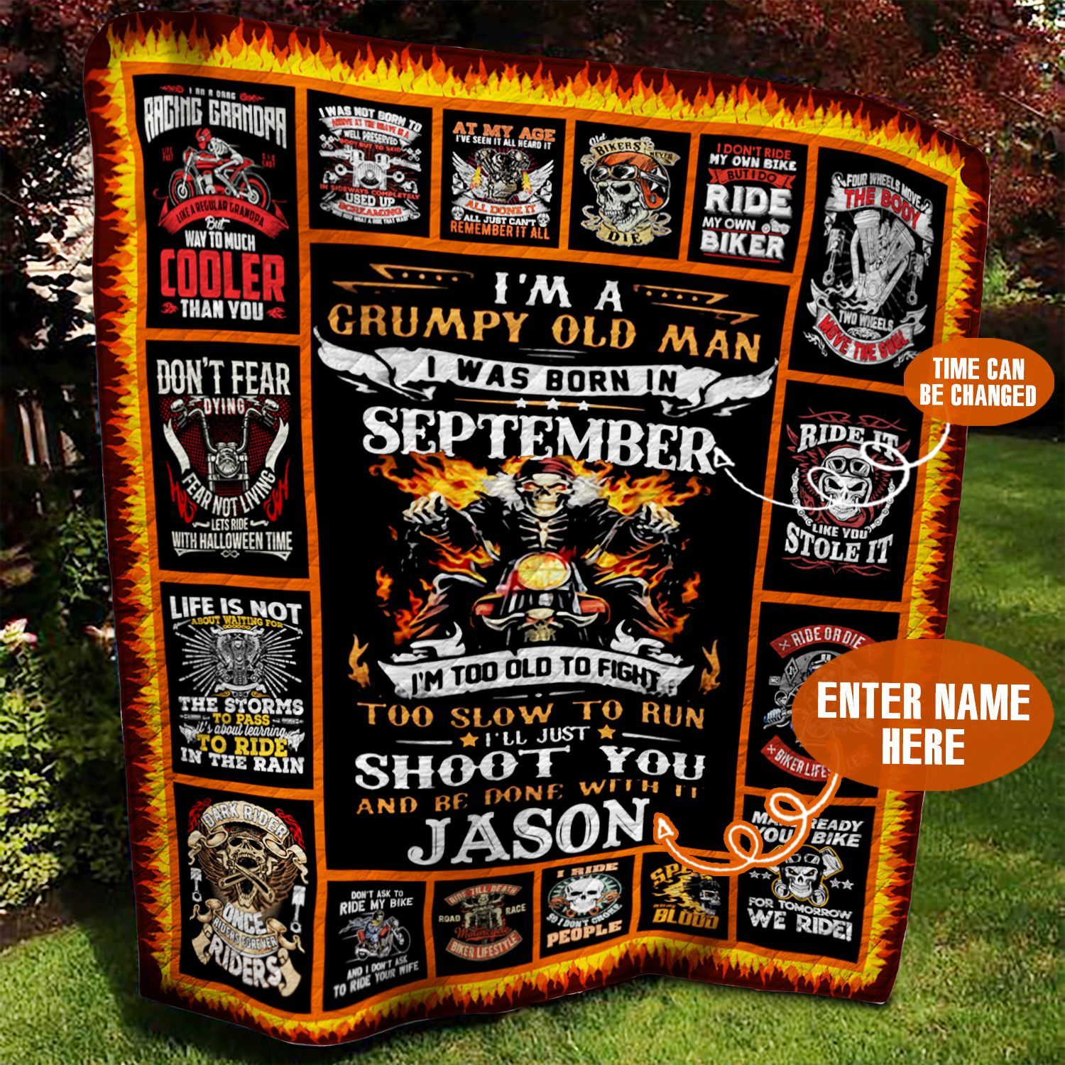 September Biker Personalized Quilt Blanket BBB030635SM