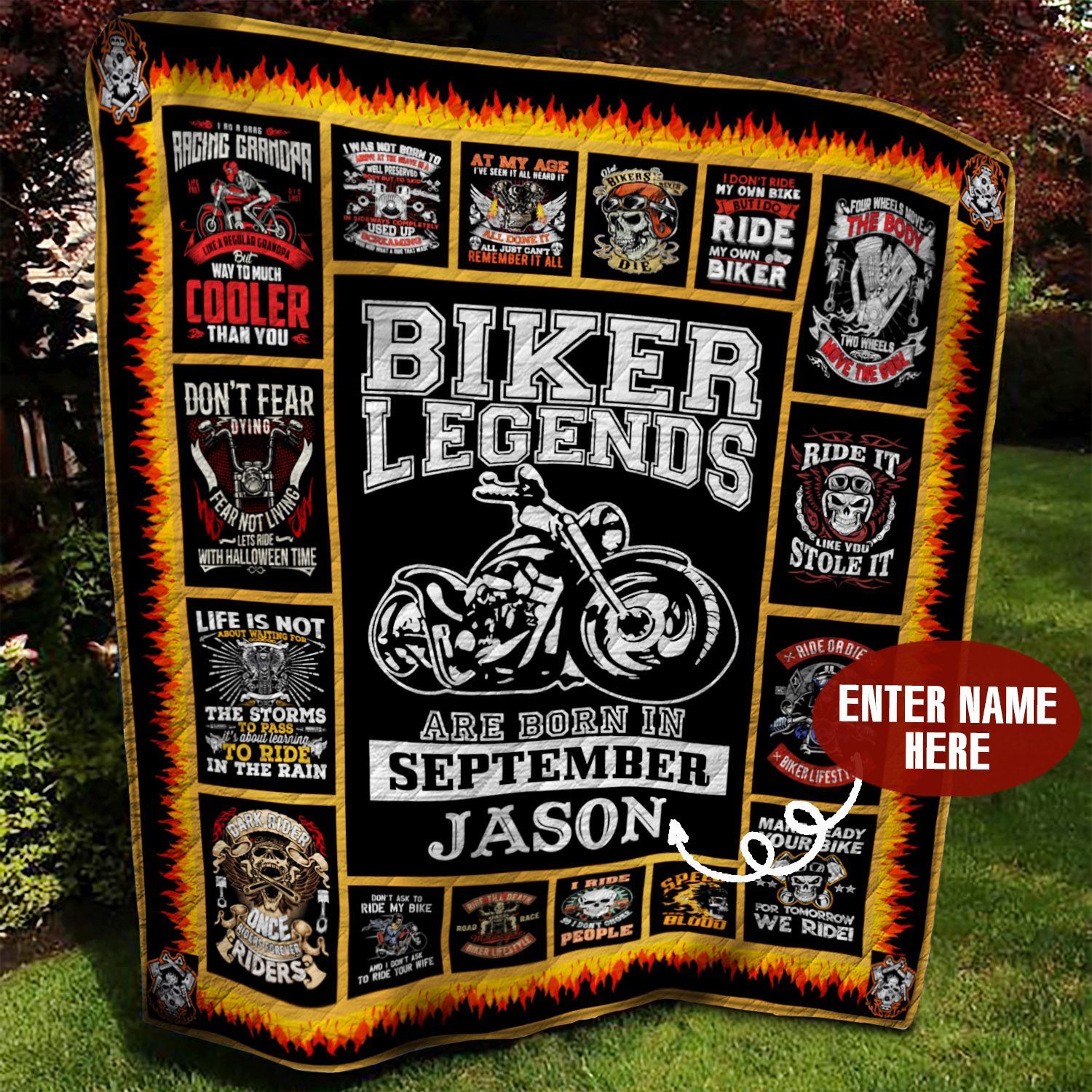 September Biker Personalized Quilt Blanket BBB290582SM