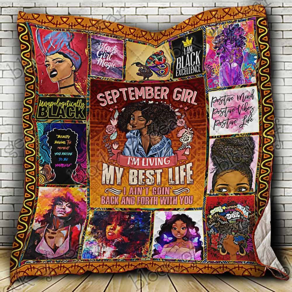 September Black Girl CL19100749MDQ Quilt Blanket