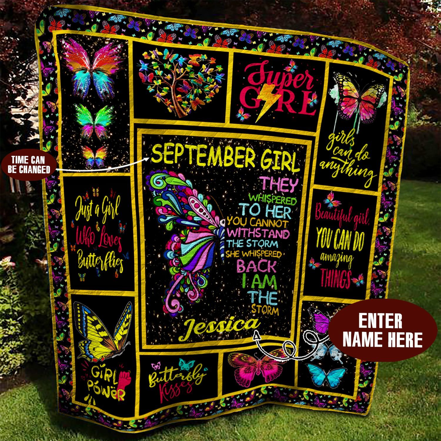September Butterfly Personalized Quilt Blanket BBB050642MH