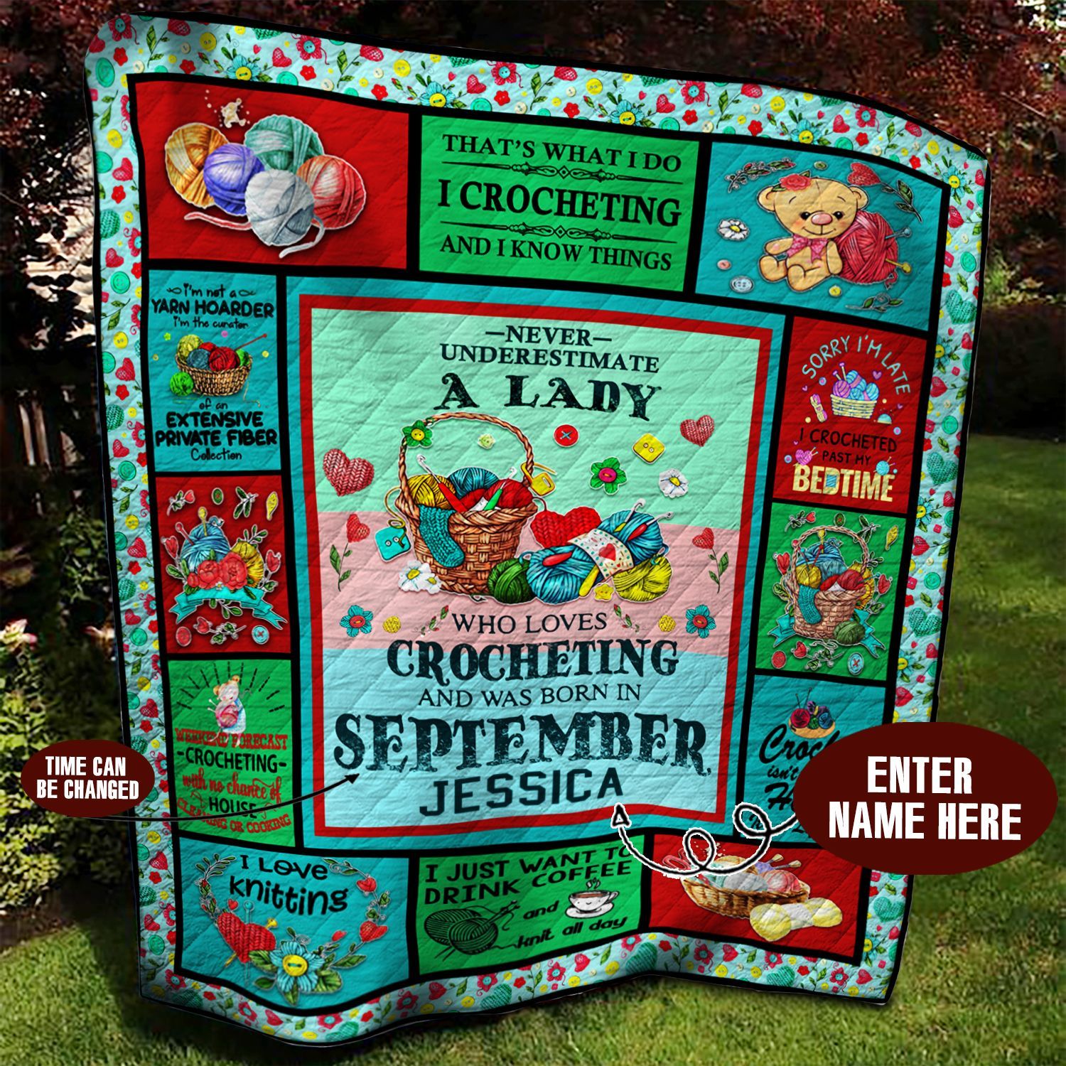 September Crocheting Personalized Quilt Blanket BBB050643MH