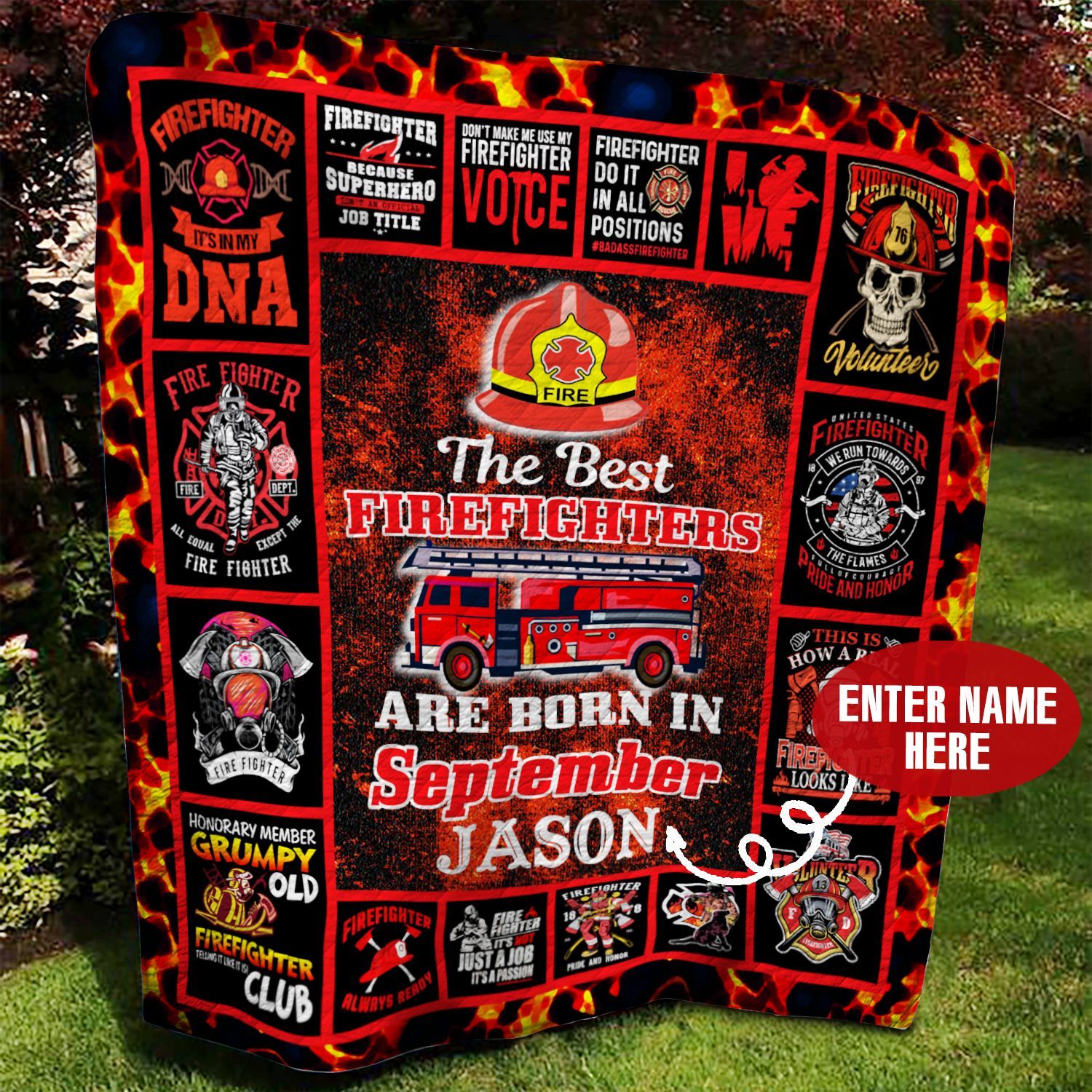 September Firefighter Personalized Quilt Blanket BBB300543SM