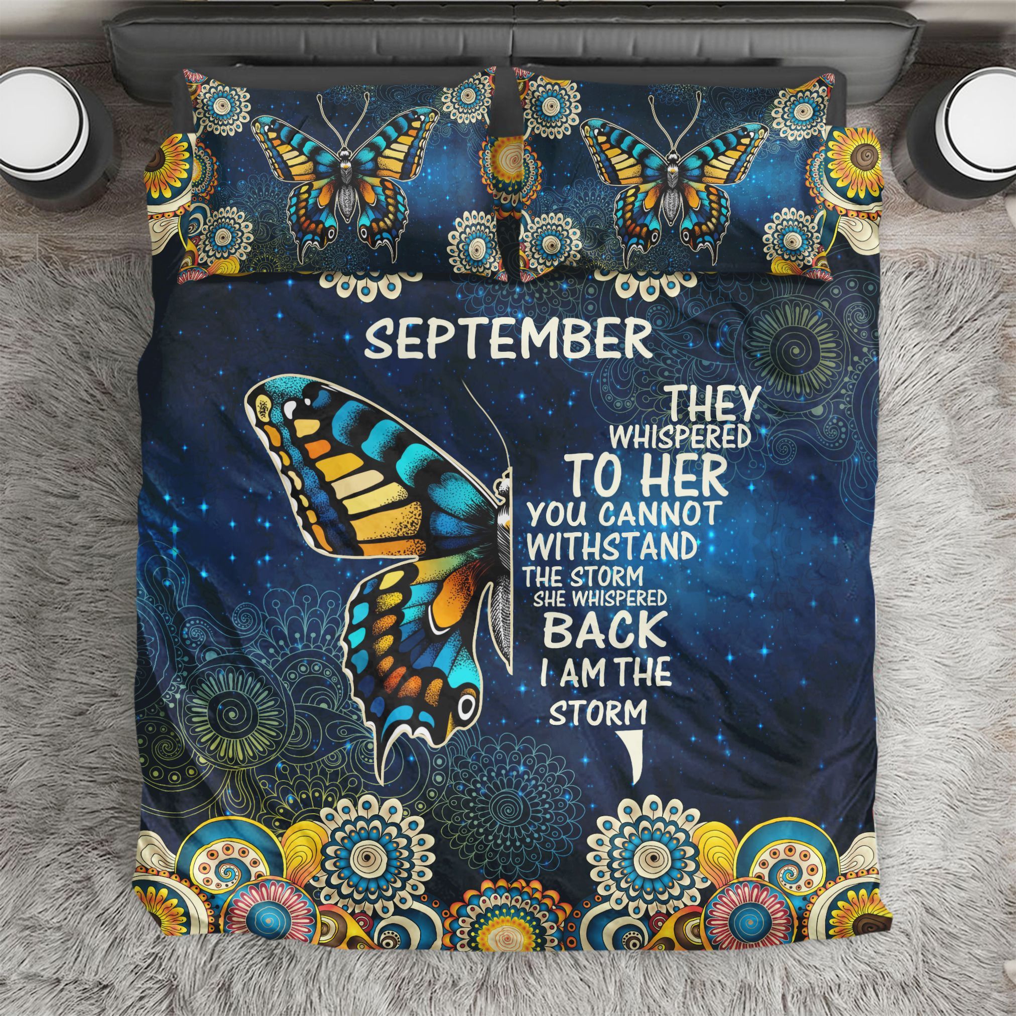 September Girl Butterfly Mandala Bedding Set