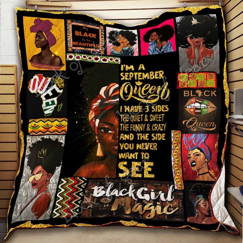 September Queen Black Women CL18100635MDQ Quilt Blanket