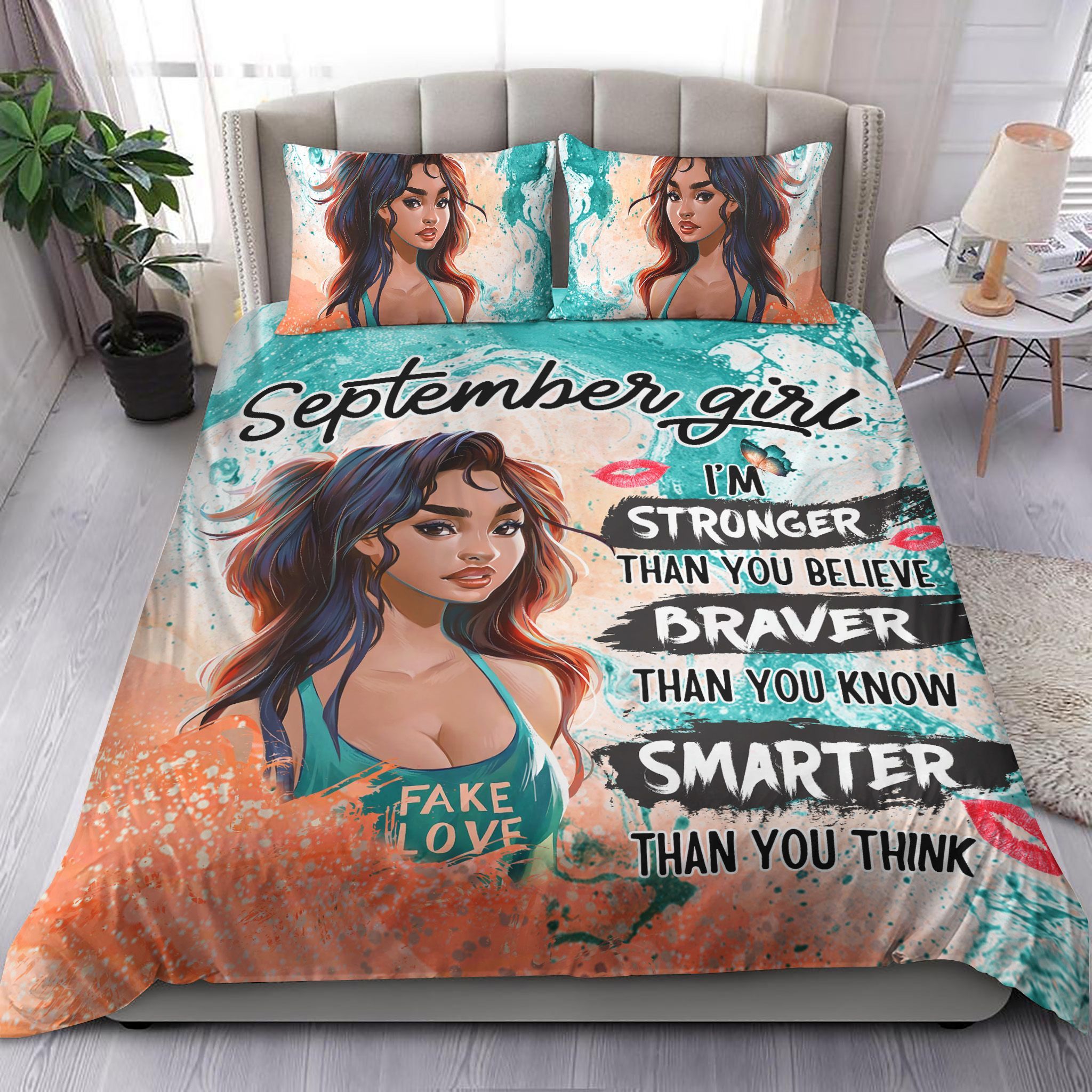 September Strong Black Girl Bedding Set