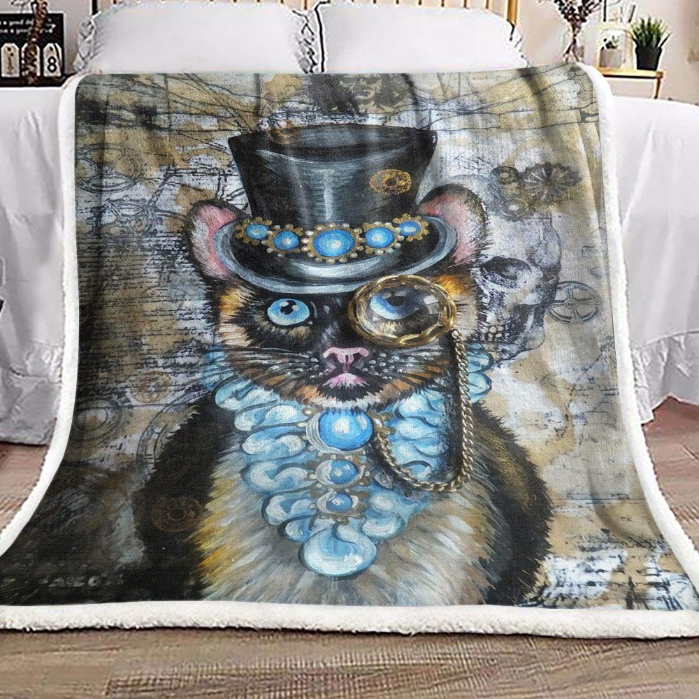 Serious Business Cat Sherpa Fleece Blanket
