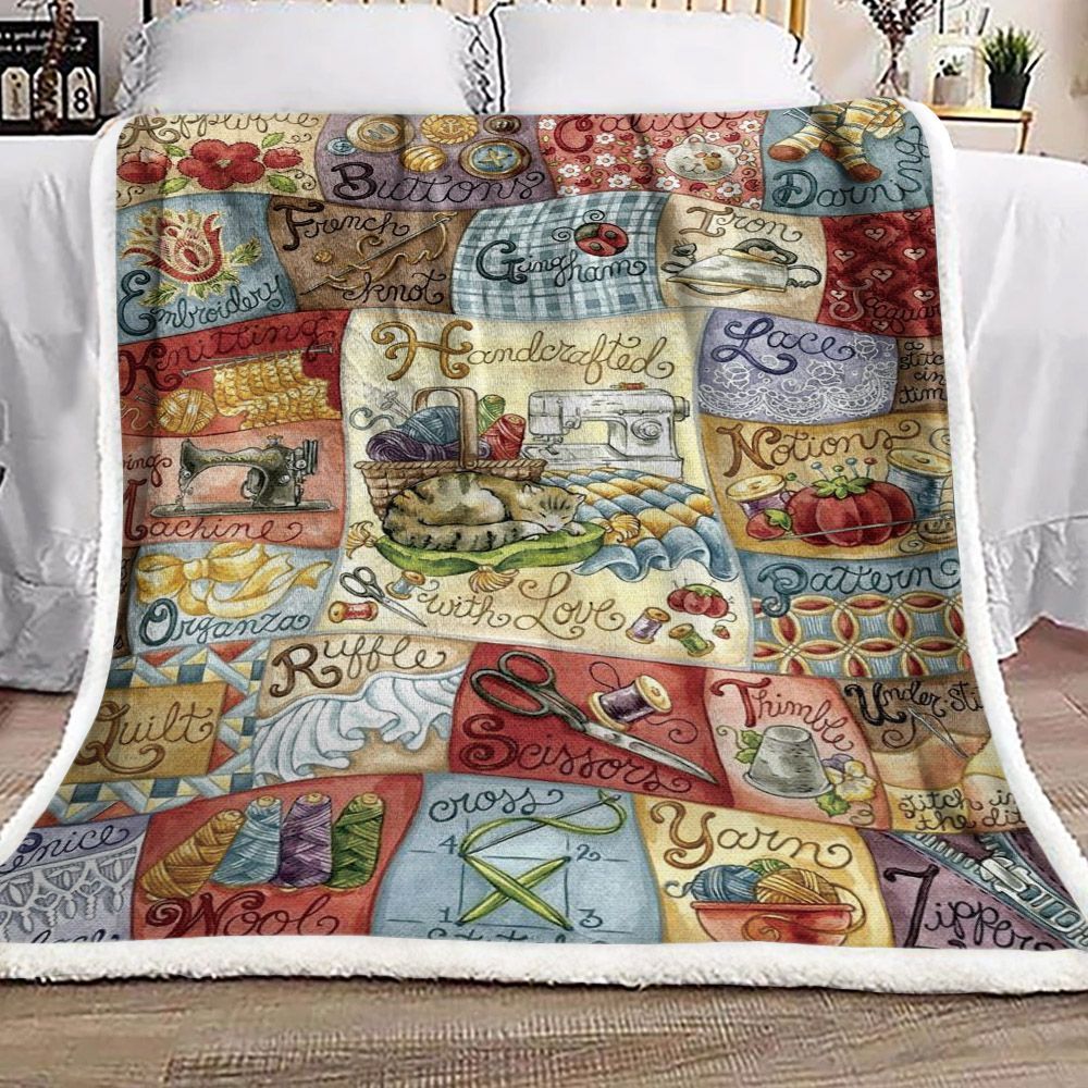 Sewing Alphabet Sherpa Fleece Blanket