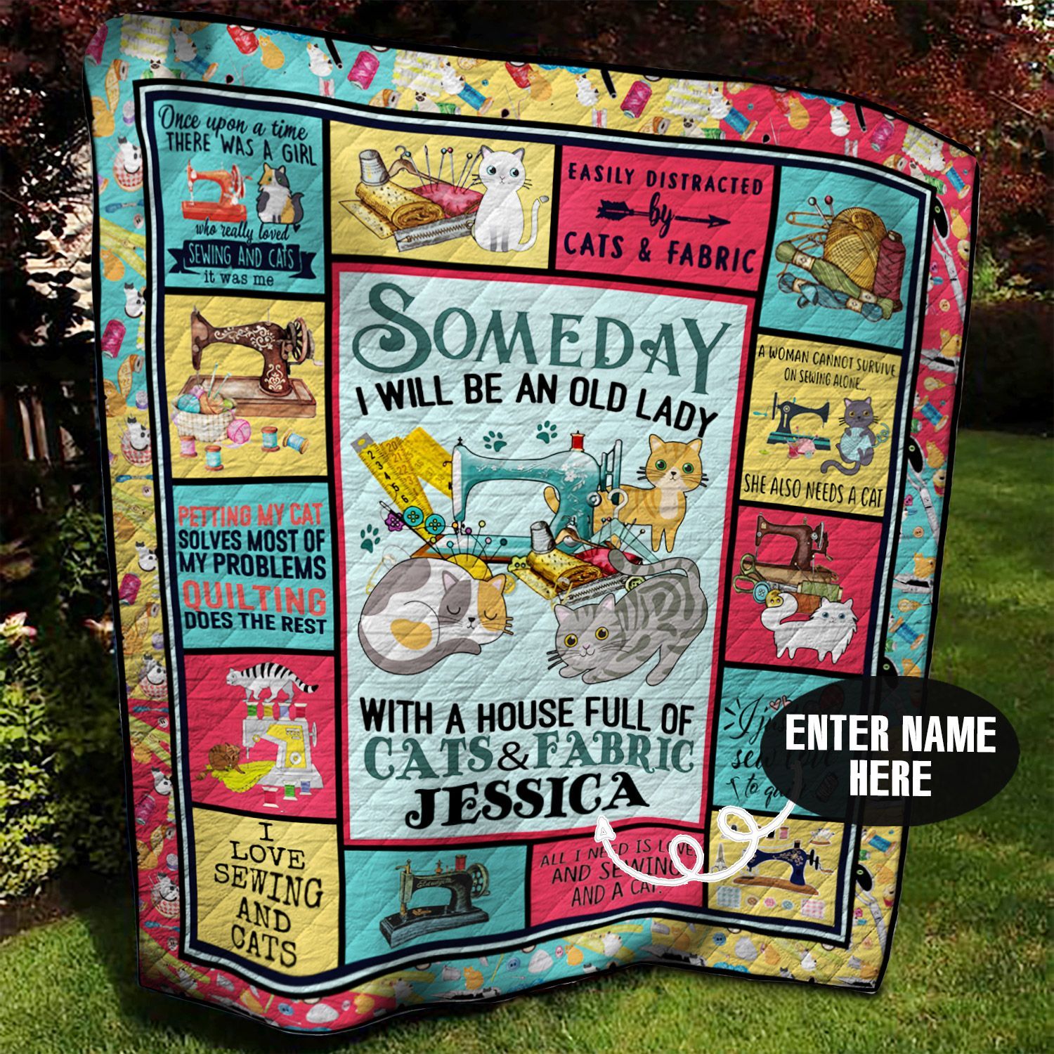 Sewing Cat Personalized Quilt Blanket BBB050674HT