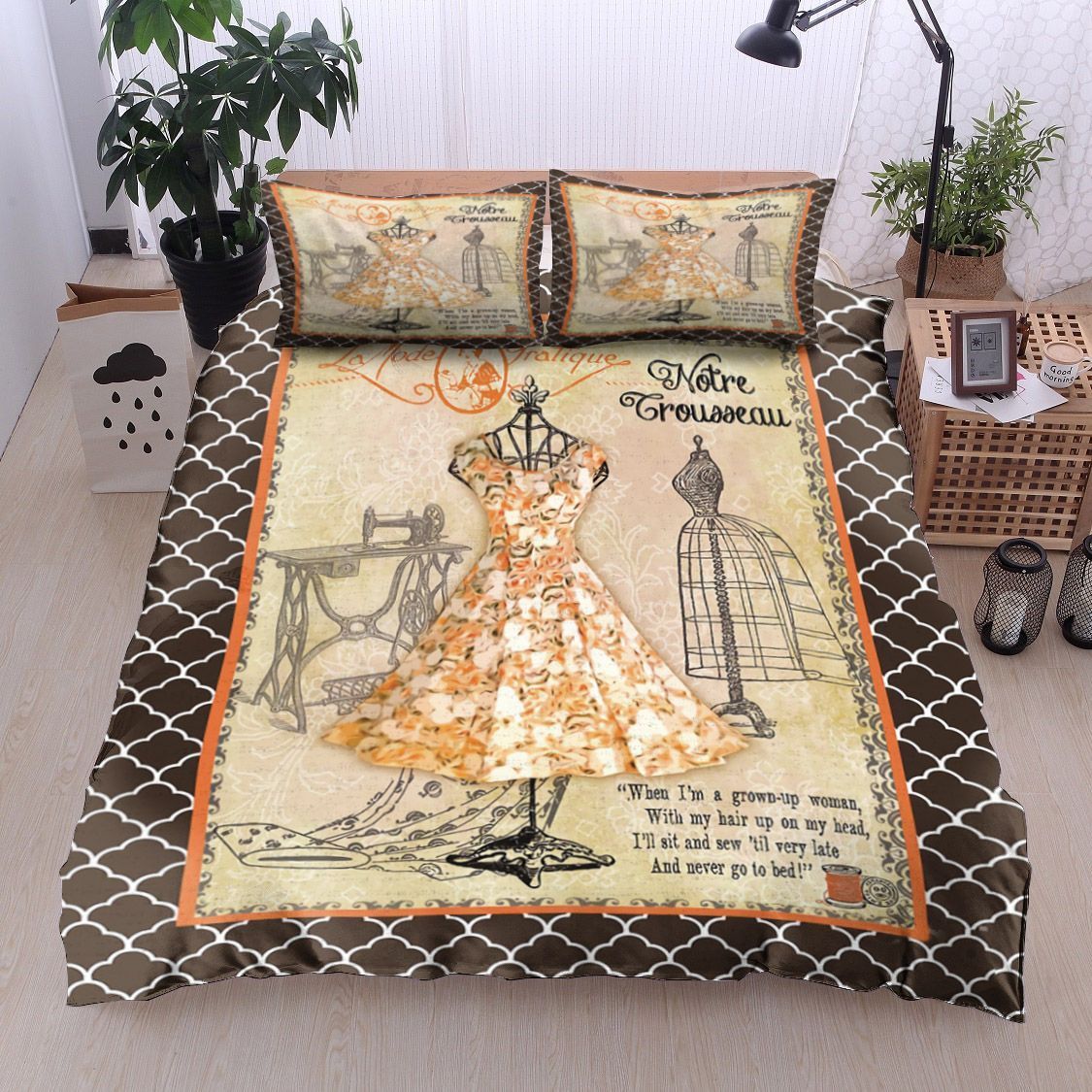 Sewing Dress Paris Bedding Set