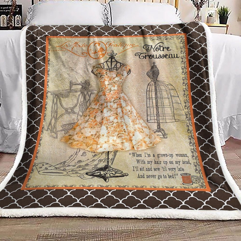 Sewing Dress Paris Sherpa Fleece Blanket