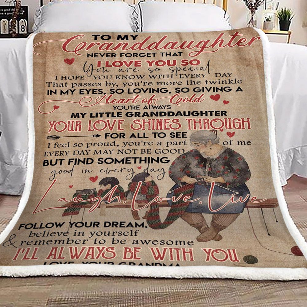 Sewing Family To My Granddaughter Your Grandma Sherpa Fleece Blanket
