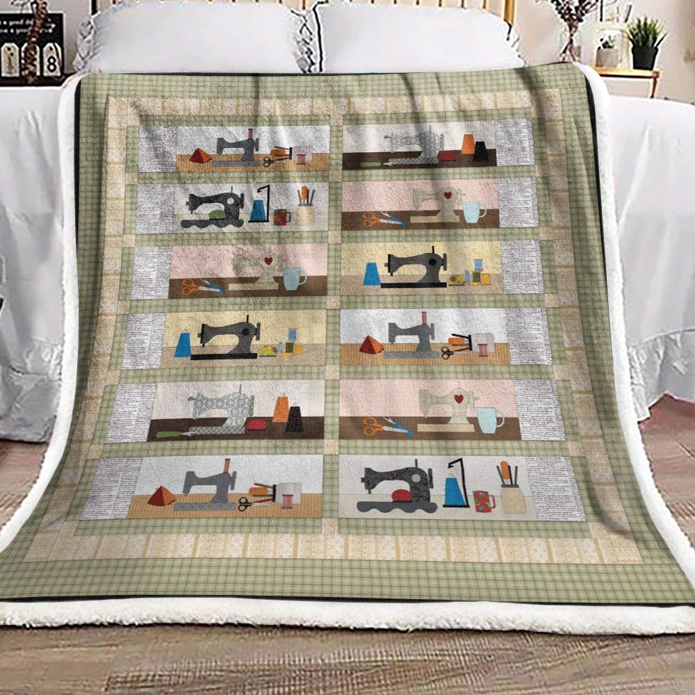 Sewing Machine Sherpa Fleece Blanket