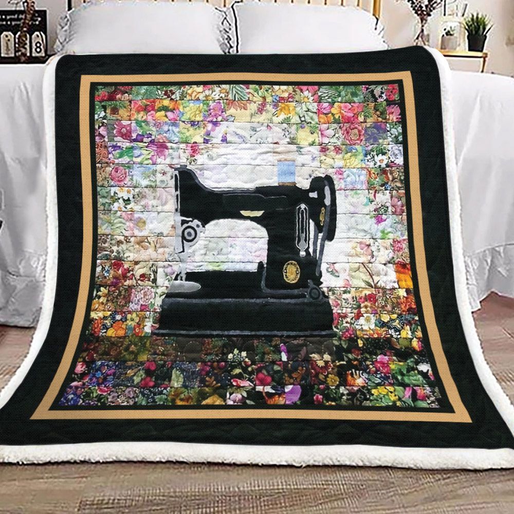 Sewing Machine Sherpa Fleece Blanket