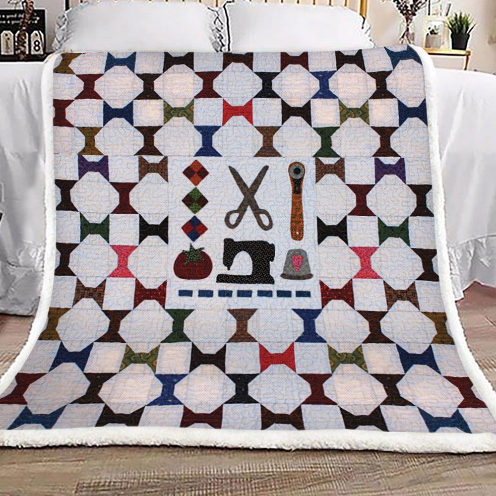 Sewing Machine Sherpa Fleece Blanket