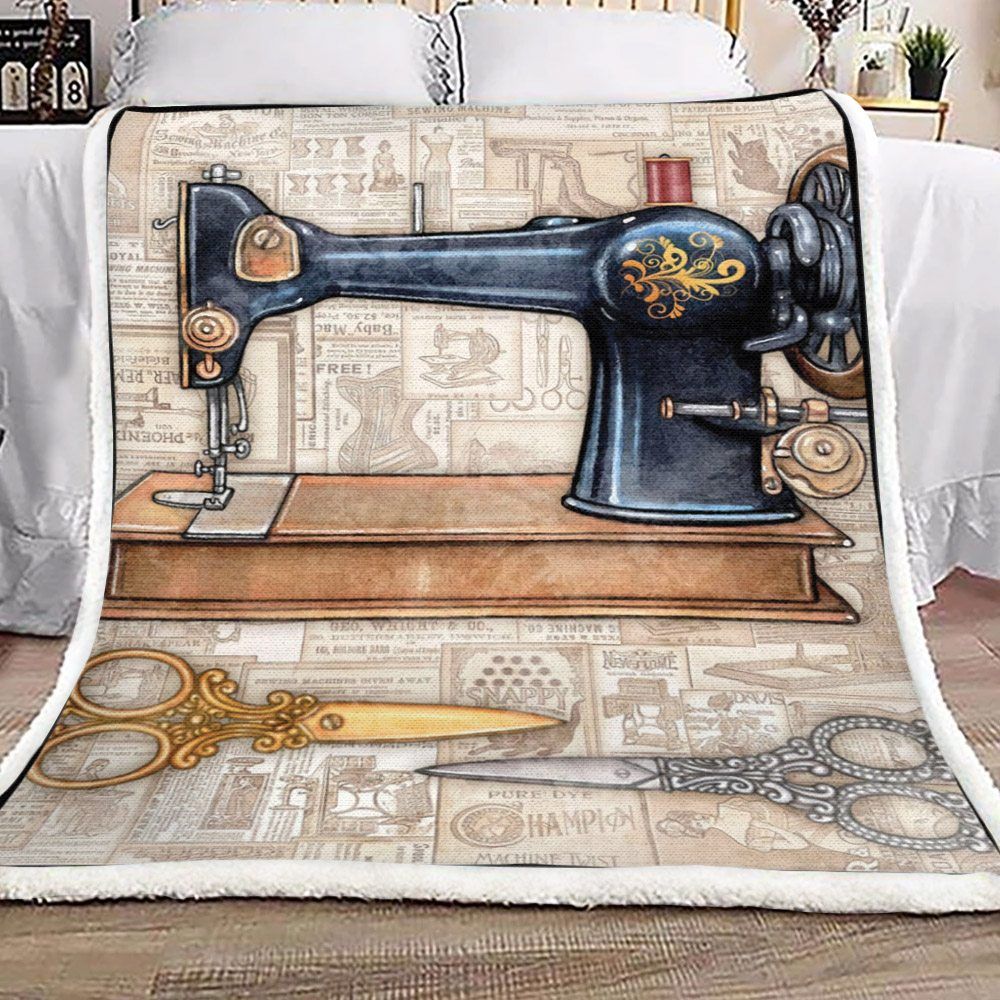 Sewing Machine Vintage Sherpa Fleece