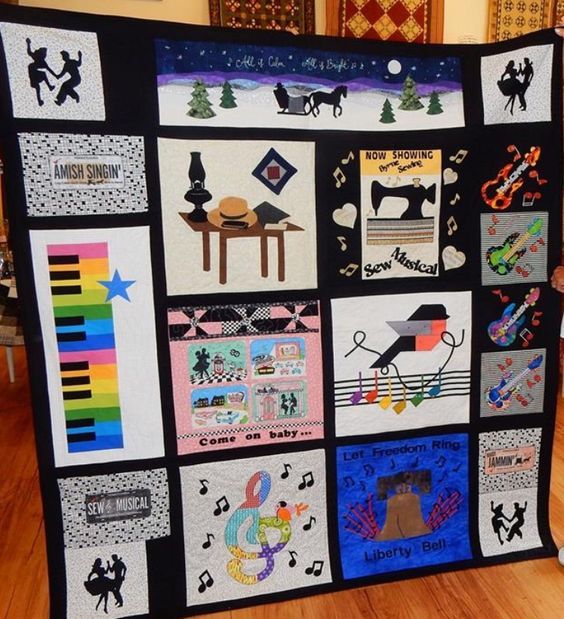 Sewing Music Bird Horse CLA0910594Q Quilt Blanket