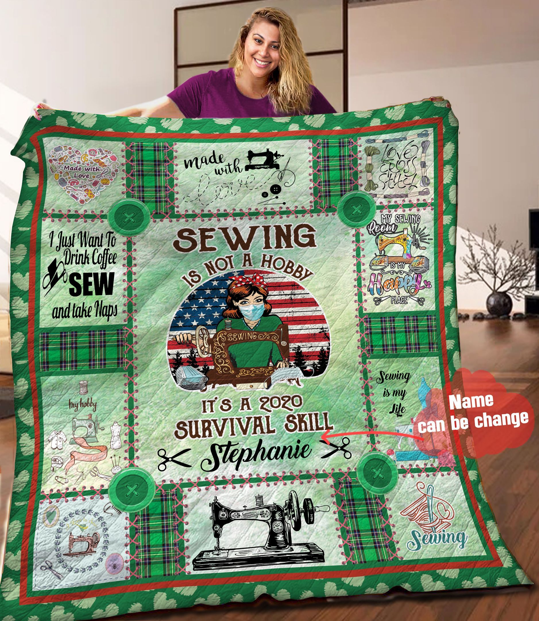Sewing Personalized Quilt Blanket HHH080612NA