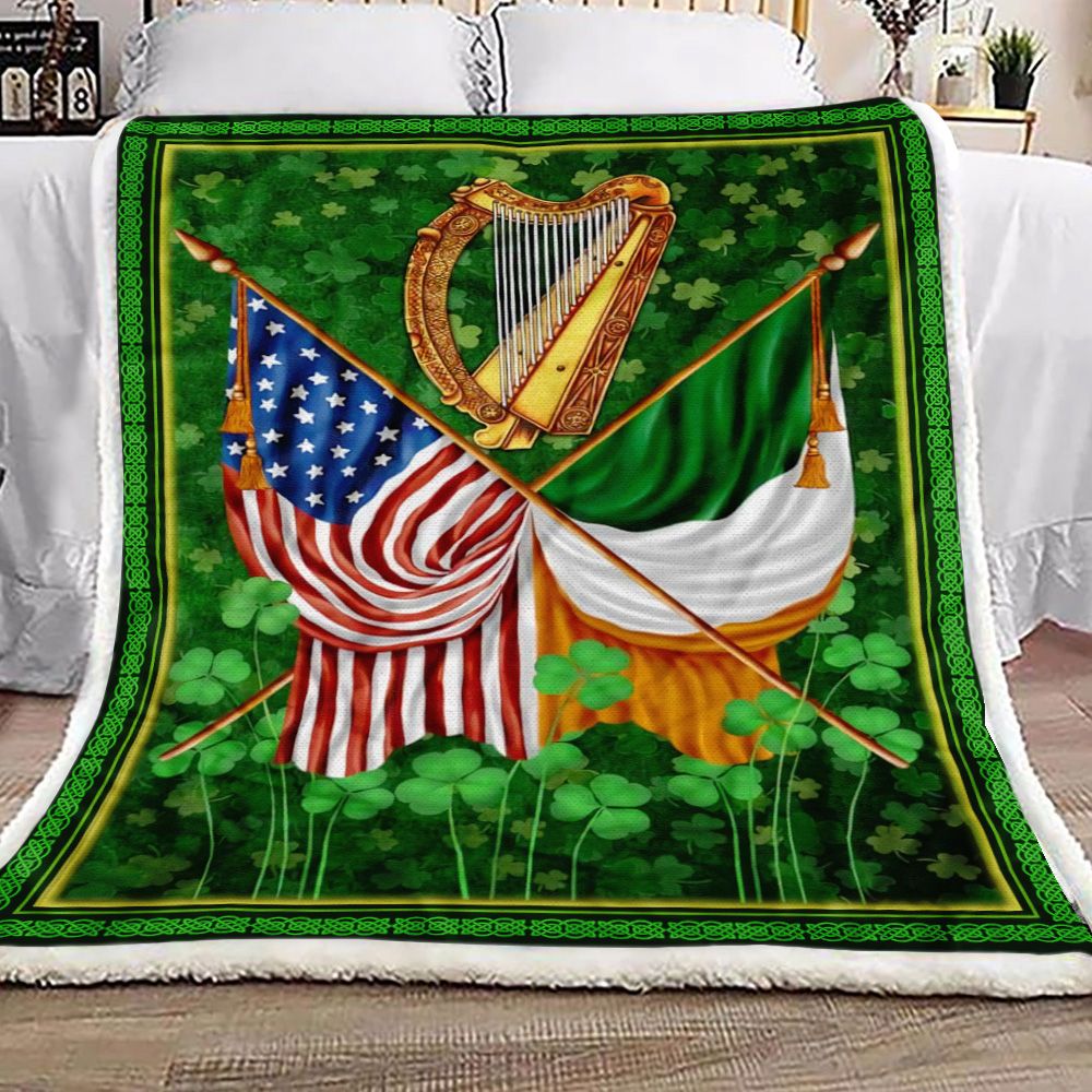 Shamrock Irish American Fleece Blanket