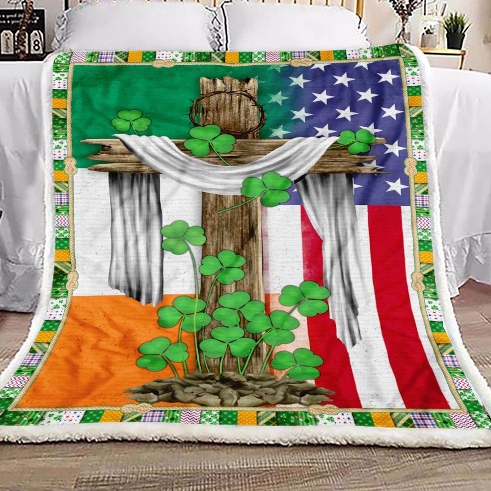 Shamrock Irish Cross Fleece Blanket