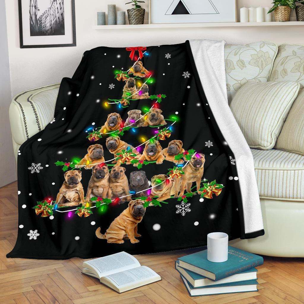 Shar Pei Christmas Tree Blanket
