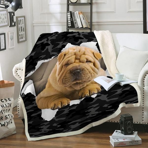 Shar Pei Dog Sherpa Fleece Blanket
