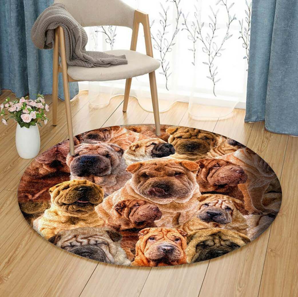 Shar Pei Dog Round Carpet
