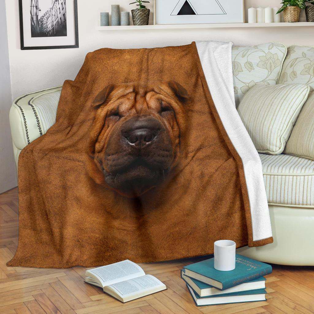 Shar Pei Face Hair Blanket