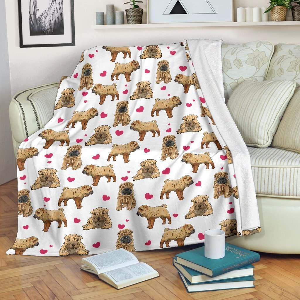 Shar Pei Heart Blanket