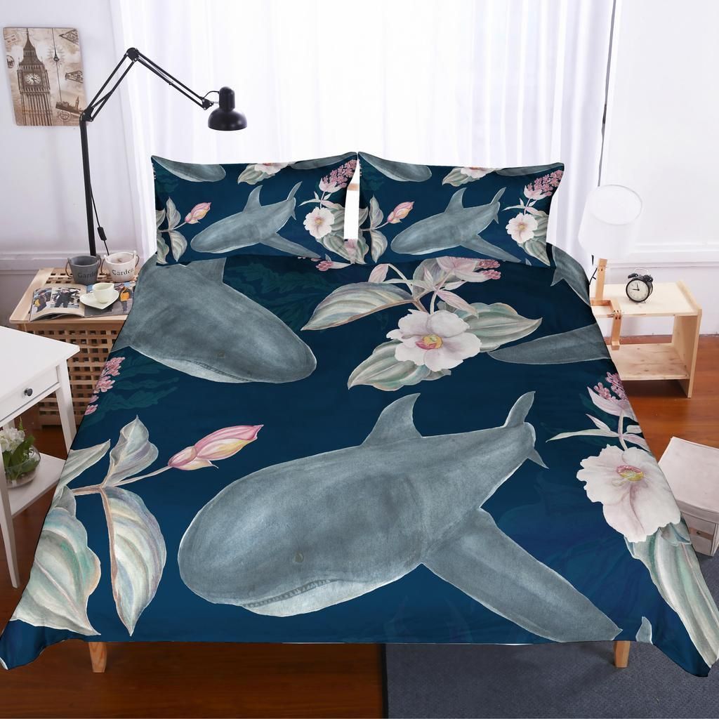 Shark And Flower Bedding Set