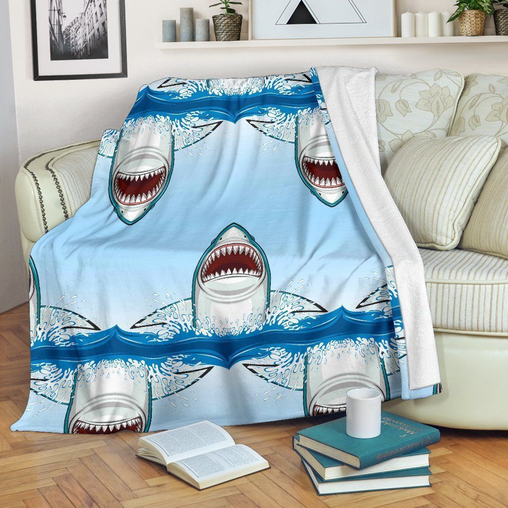 Shark Bite Ocean Life Fleece Blanket