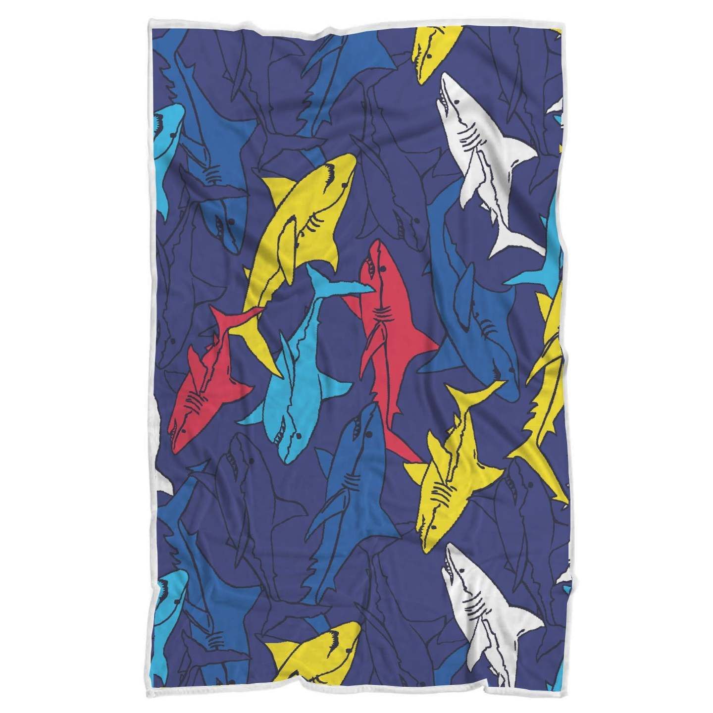 Shark Color Pattern Sherpa Fleece Blanket