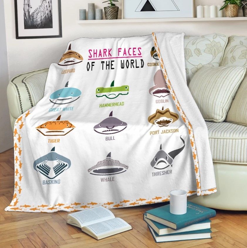 Shark Faces Sherpa Fleece Blanket