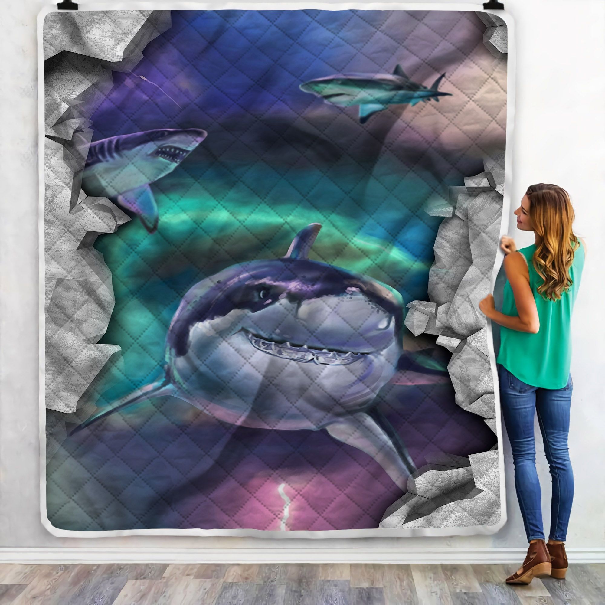 Shark Galaxy Sherpa Fleece Blanket