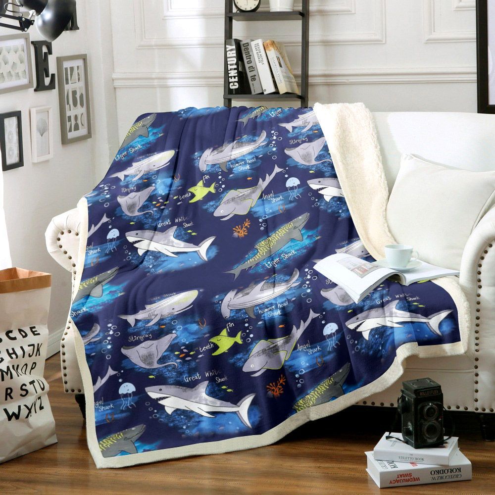 Shark Sherpa Fleece Blanket