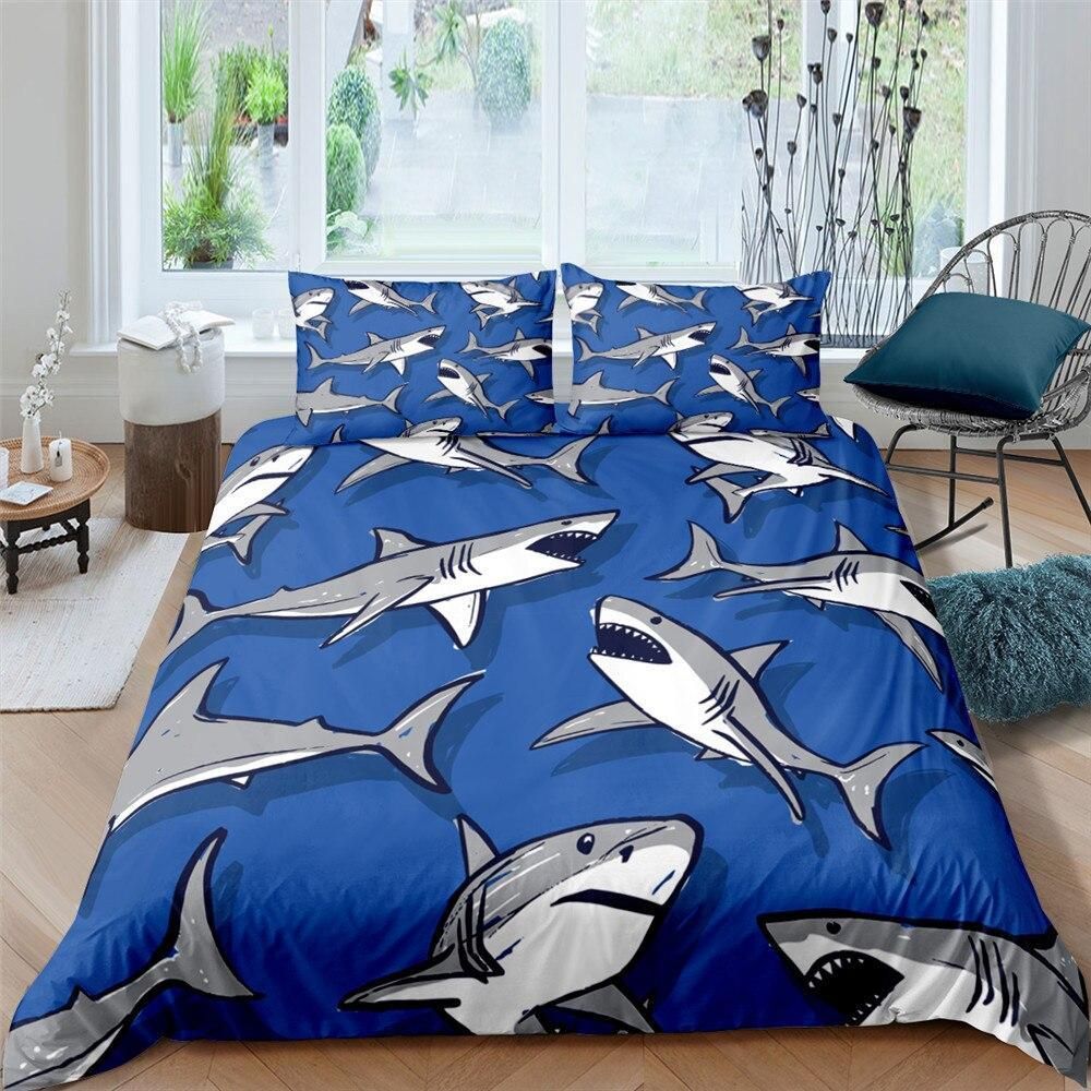 Shark Patterns Blue Bedding Set