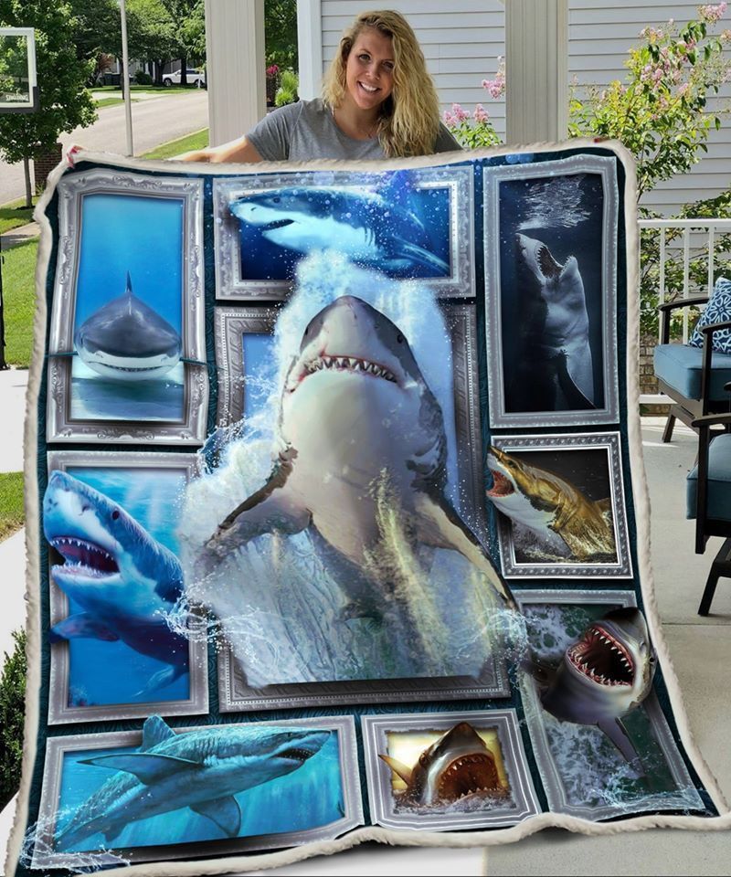 Shark Real Love On Sherpa Fleece Blanket