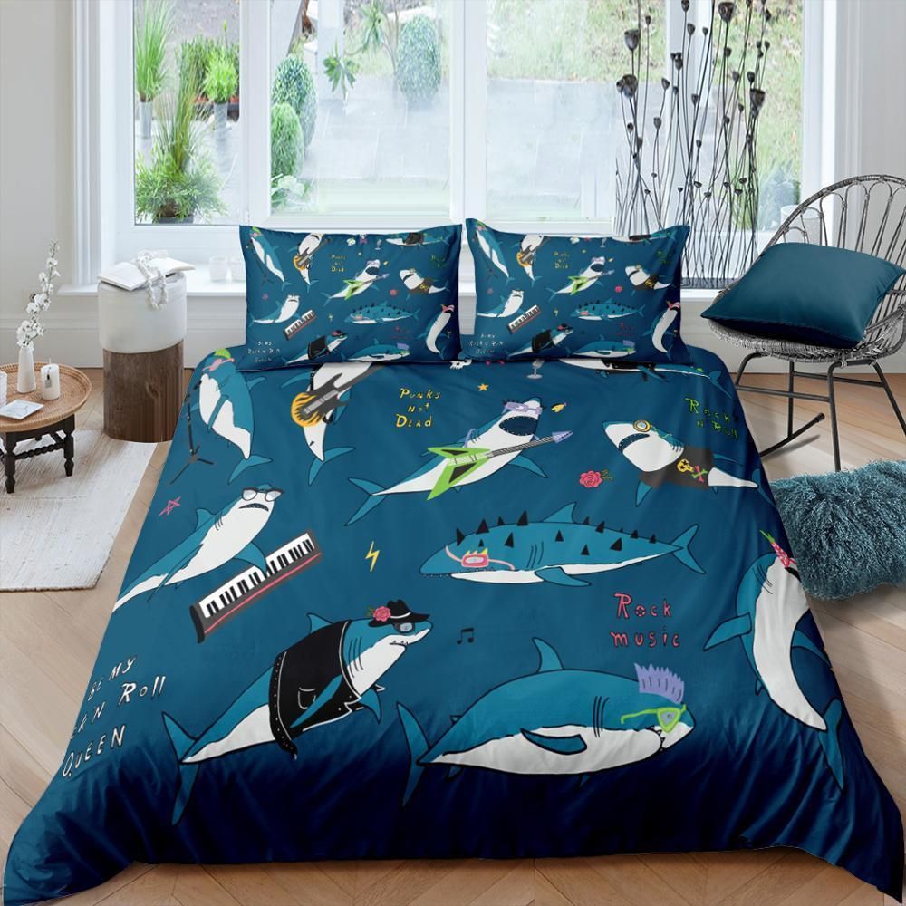Shark Society Dark Blue Bedding Set