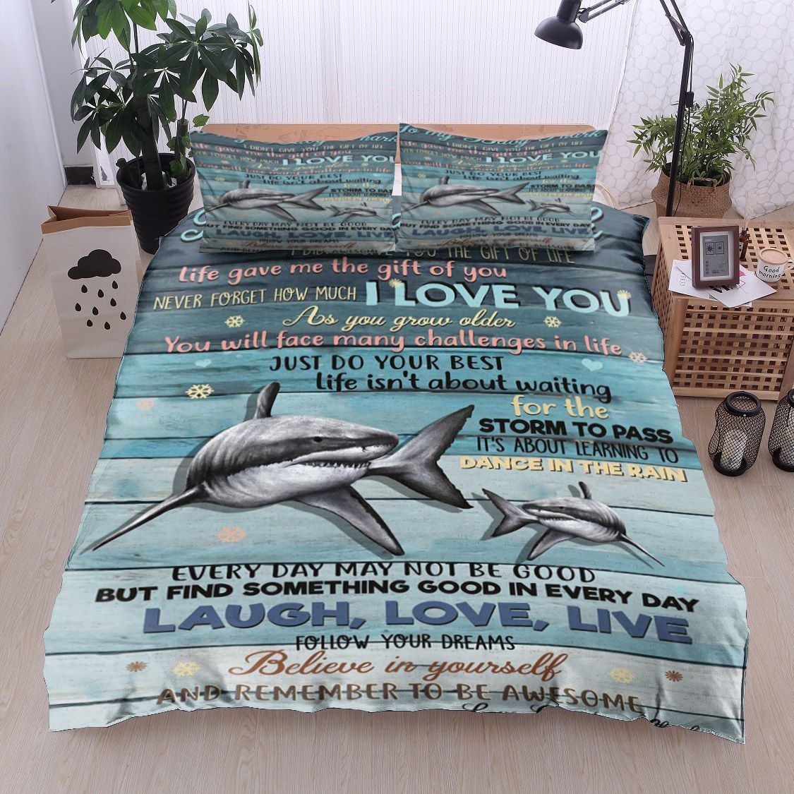 Shark To My Baby Shark Love Grandma Bedding Set