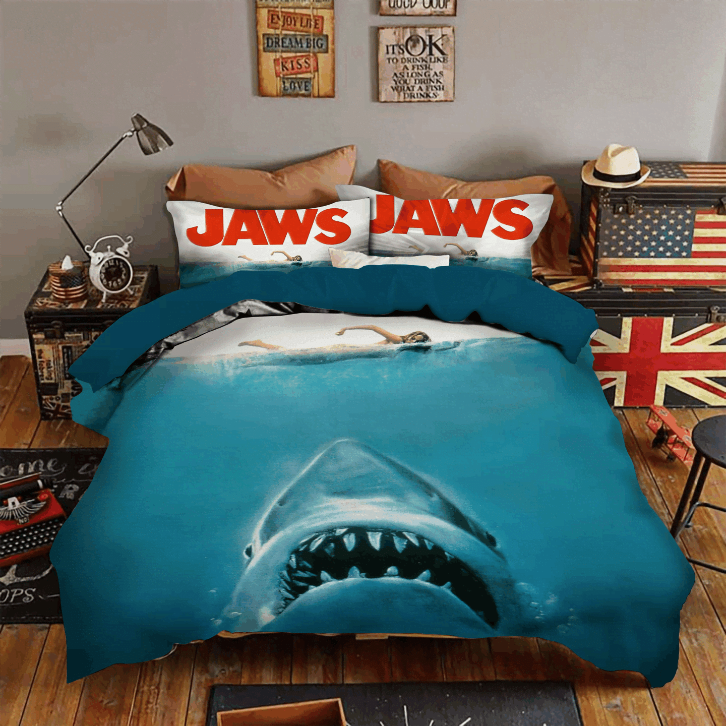 Shark Underwater Christmas  Bedding Set