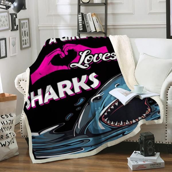 Sharks Just A Girl Sherpa Fleece Blanket