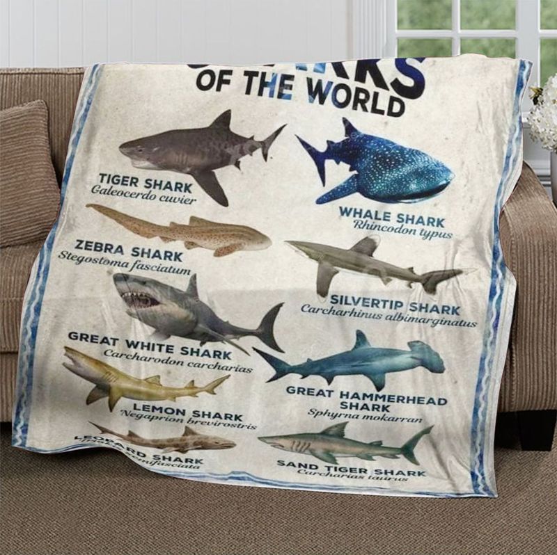 Sharks Of The World Sherpa Fleece Blanket