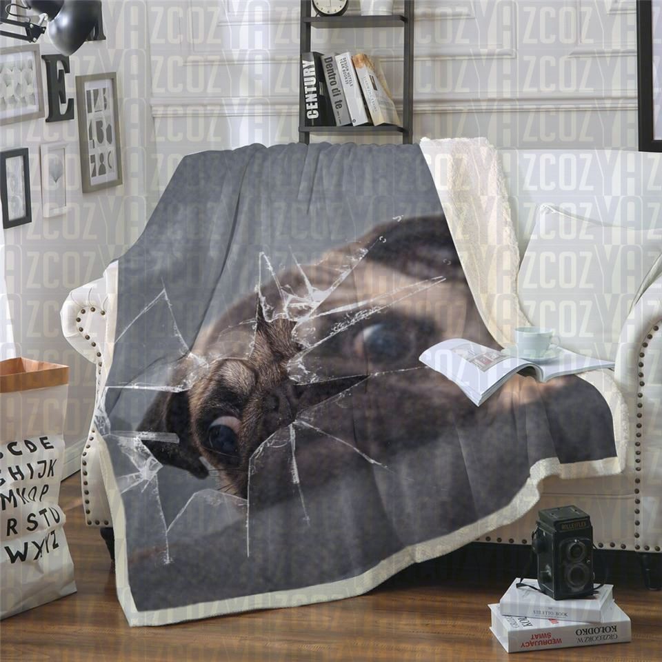 Shattered Glass Pug Sherpa Fleece Blanket
