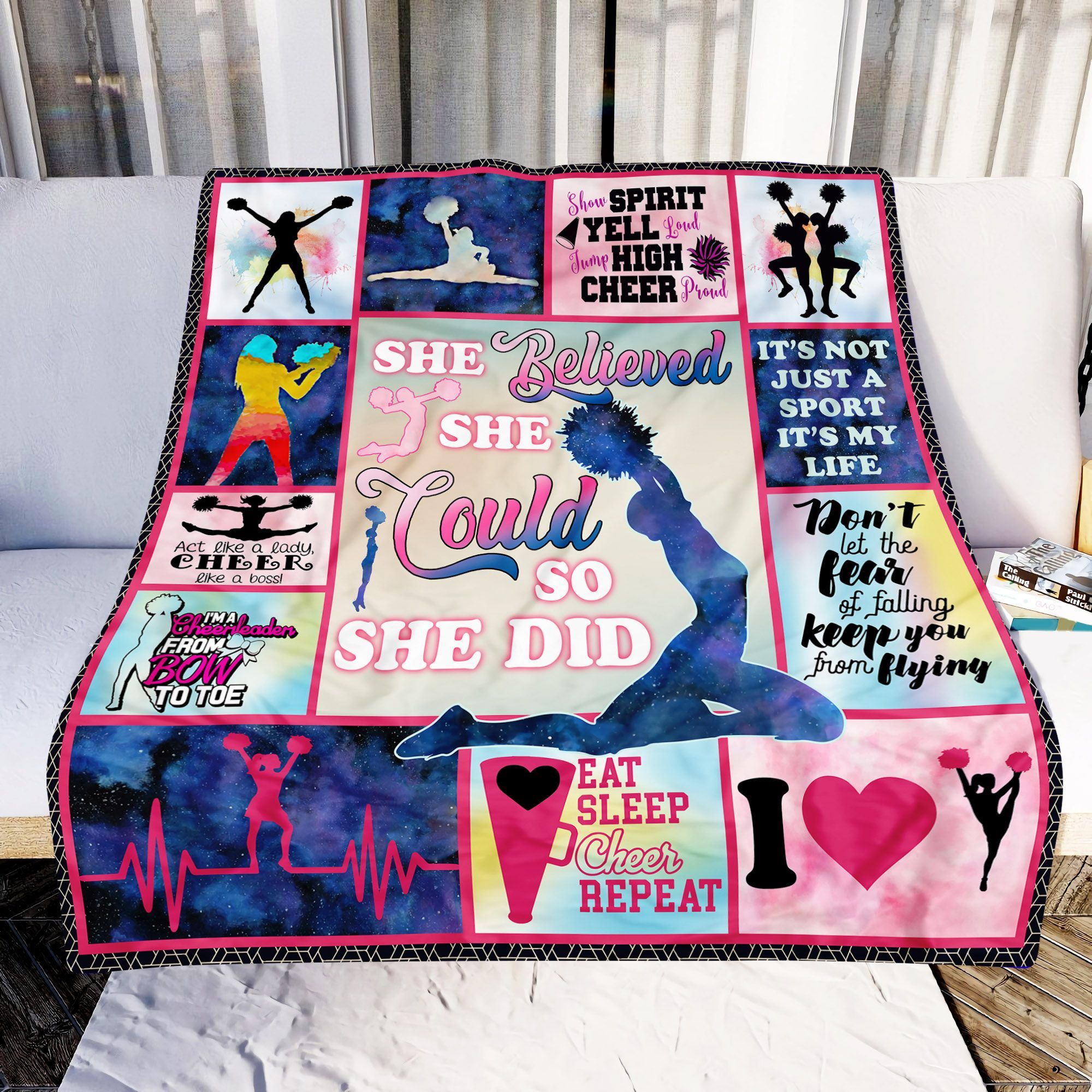 She Believed She Could So She Did Cheerleading Sherpa Fleece Blanket