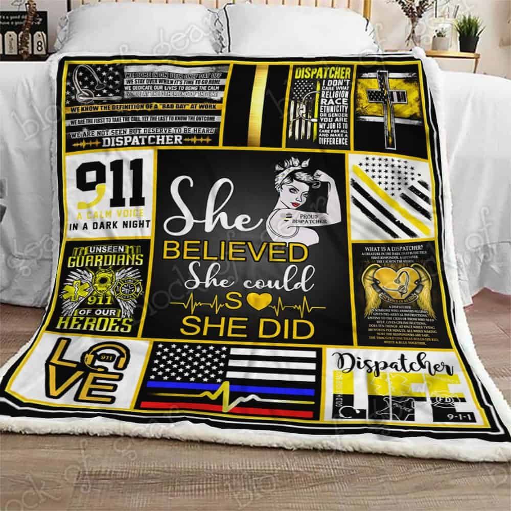 She Believed She Could So She Did Dispatcher Fleece Blanket