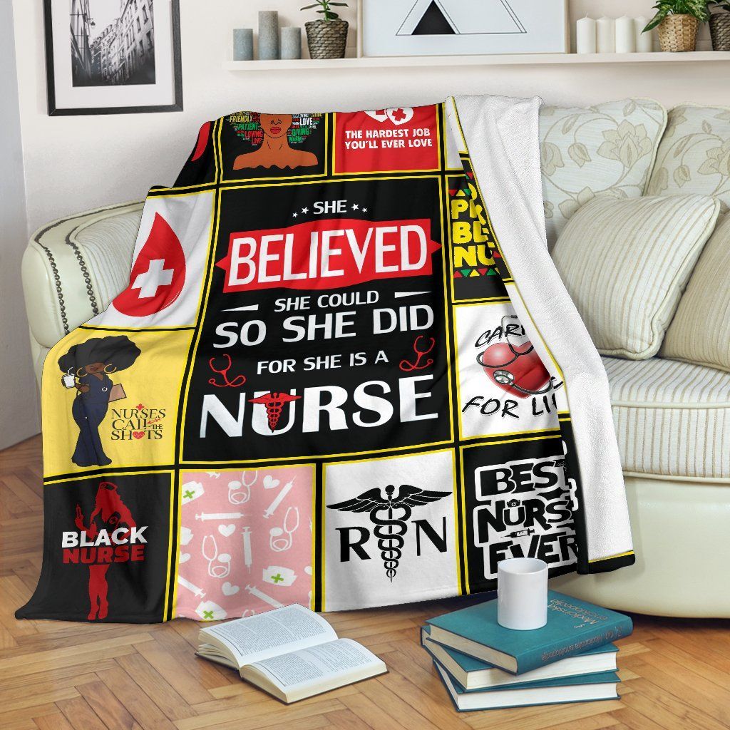 She Believed She Could So She Did For She Is A Nurse Sherpa Fleece Blanket