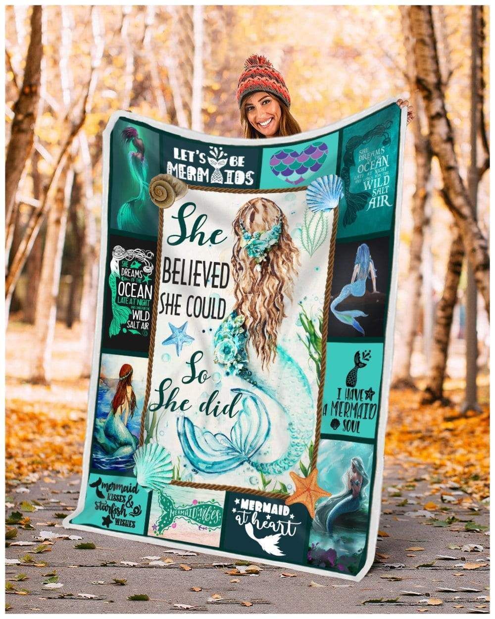 She Believed She Could So She Did Mermaid Blanket Trending