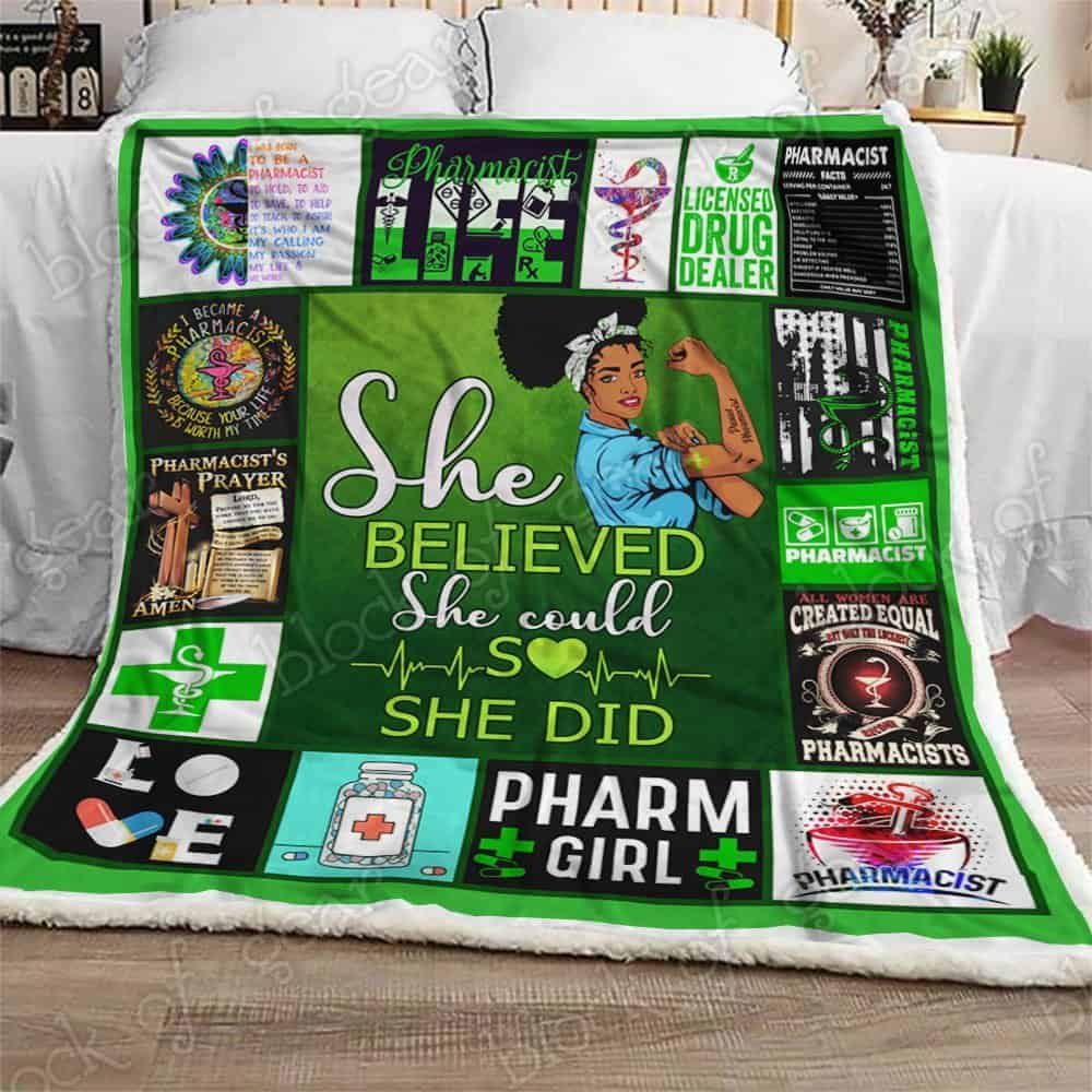 She Believed She Could So She Did Pharmacist Fleece Blanket