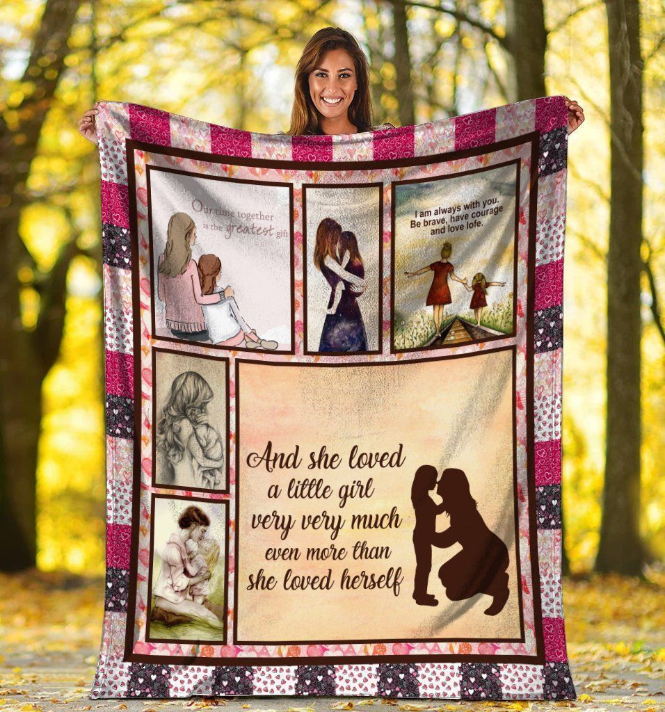 She Loved A Little Girl Mom And Daughter Fleece Blanket